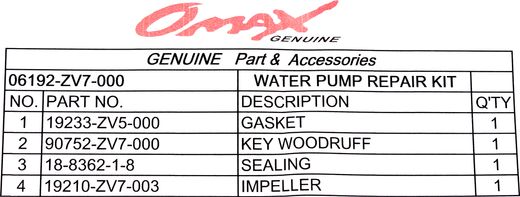 Ремкомплект помпы Honda BF25A-30A/BF25D-30D, Omax