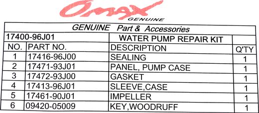 Ремкомплект помпы Suzuki DF150/175, Omax