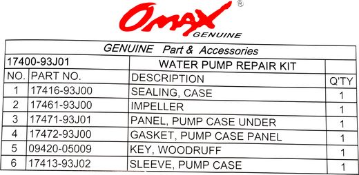 Ремкомплект помпы Suzuki DF200-250, Omax