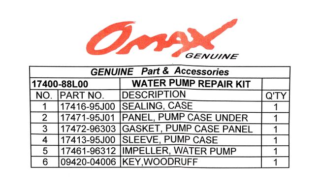 Ремкомплект помпы Suzuki DF40/50/60A, Omax