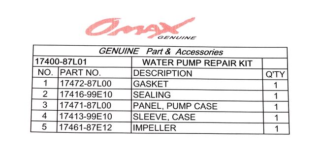 Ремкомплект помпы Suzuki DF70A-DF90A, Omax