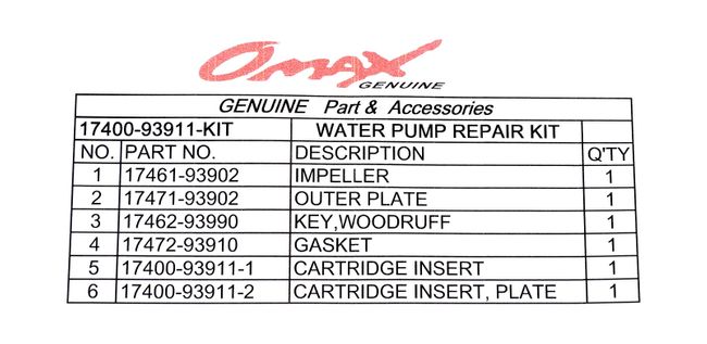 Ремкомплект помпы Suzuki DT9.9-15, Omax