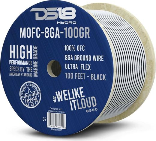 Силовой провод из 100% меди для морского применения 8-GA 30 м. черный MOFC8GA100G, DS18