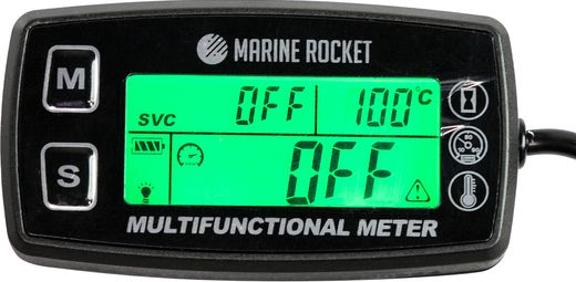 Тахометр со счётчиком моточасов THM501MR, датчик температуры PT100, Marine Rocket