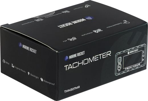 Тахометр со счётчиком моточасов THM307MR, большой дисплей, IP67, Marine Rocket