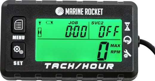 Тахометр со счётчиком моточасов THM307MR, большой дисплей, IP67, Marine Rocket