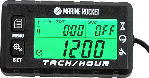 Тахометр со счётчиком моточасов THM307MR, большой дисплей, IP67, Marine Rocket