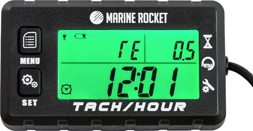 Тахометр со счётчиком моточасов THM307MR, большой дисплей, IP67, Marine Rocket