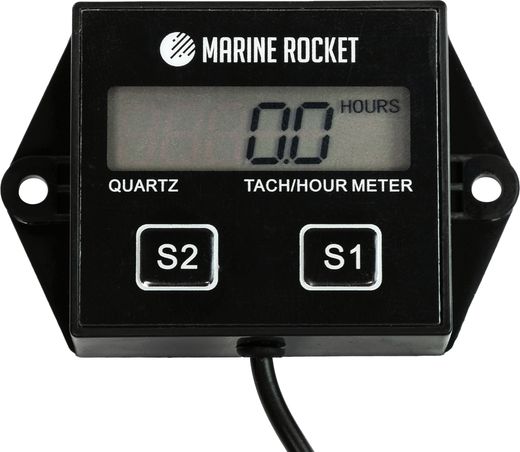 Тахометр со счётчиком моточасов THM204MR, до 30 000 об/мин, сменная батарейка, Marine Rocket