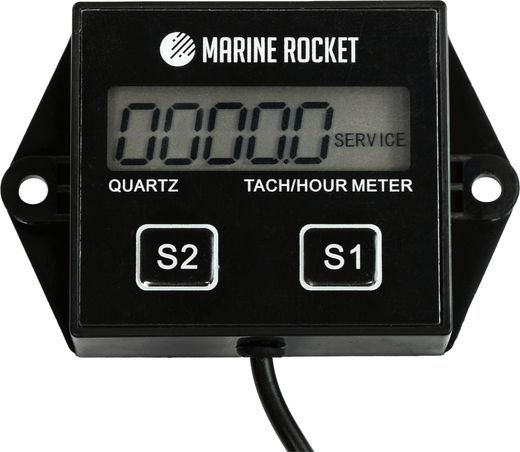 Тахометр со счётчиком моточасов THM204MR, до 30 000 об/мин, сменная батарейка, Marine Rocket