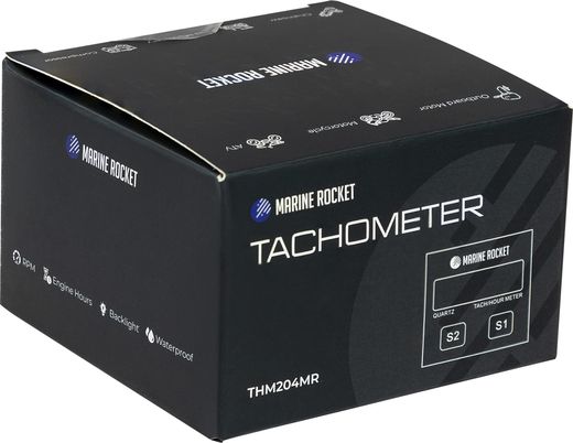 Тахометр со счётчиком моточасов THM204MR, до 30 000 об/мин, сменная батарейка, Marine Rocket