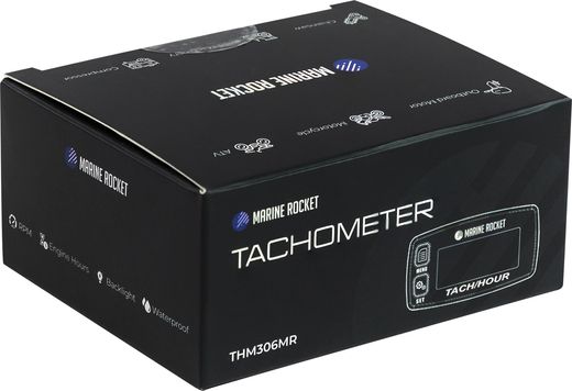 Тахометр со счётчиком моточасов THM306MR, 2 напоминания о ТО, Marine Rocket