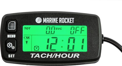 Тахометр со счётчиком моточасов THM306MR, 2 напоминания о ТО, Marine Rocket