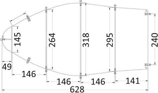 Тент транспортировочный для лодок длиной 5,2-5,8 м, шириной 2,3 м с центральной консолью