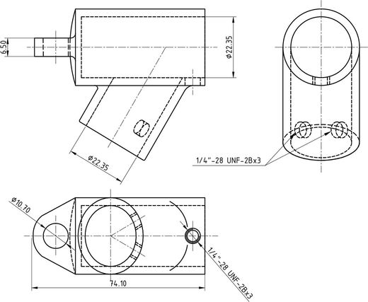 Тройник леера 7/8" (22,2 мм), 60 град с петлей
