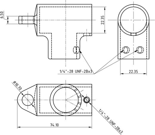 Тройник леера 7/8" (22,2 мм), 90 град с петлей