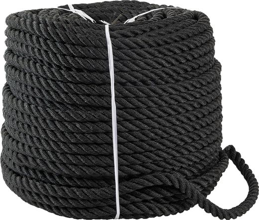 Веревка 3-прядная d14мм, L100м, черный, Marine Rocket