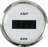 Амперметр цифровой -/+50 А, белый циферблат, нержавеющий ободок, д. 52 мм