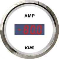 Амперметр цифровой -/+80 А, белый циферблат, нержавеющий ободок, д. 52 мм