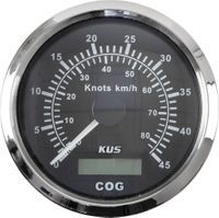 GPS-спидометр аналоговый 0-45 узлов, черный циферблат, нержавеющий ободок, выносная антенна, д. 85 мм