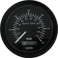 GPS-спидометр аналоговый 0-60 узлов, черный циферблат, черный ободок, выносная антенна, д. 85 мм