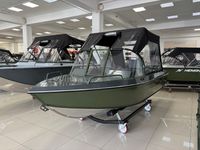 Моторная лодка, Неман 450 DCM PRO, зелёно-серая с Marine Rocket MR40FFEL