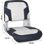 Кресло для катера (яхты) пластмассовое складное с подложкой All Weather High Back Seat, белый/синий